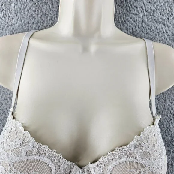 Victorias Secret Bra Womens 36D White Dream Angels Lined Demi Lace Underwire - Picture 3 of 16